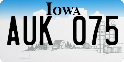 IA license plate AUK075