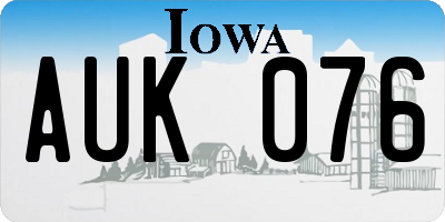 IA license plate AUK076