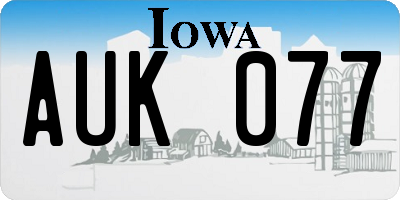 IA license plate AUK077