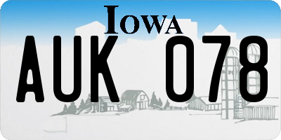 IA license plate AUK078