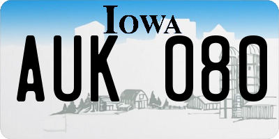 IA license plate AUK080