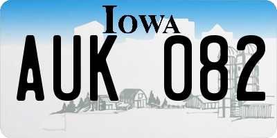 IA license plate AUK082