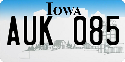 IA license plate AUK085