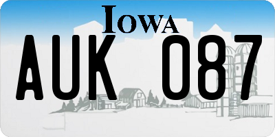 IA license plate AUK087