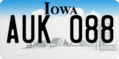 IA license plate AUK088