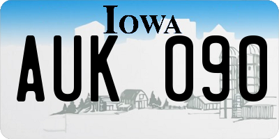 IA license plate AUK090