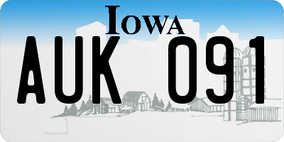 IA license plate AUK091