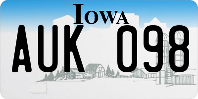 IA license plate AUK098