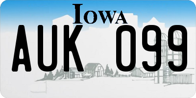 IA license plate AUK099