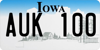 IA license plate AUK100