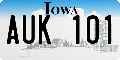 IA license plate AUK101