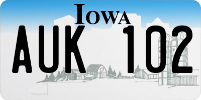 IA license plate AUK102