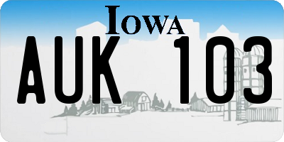 IA license plate AUK103