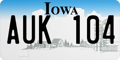 IA license plate AUK104