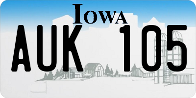 IA license plate AUK105