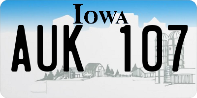 IA license plate AUK107