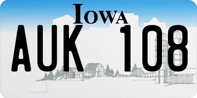 IA license plate AUK108