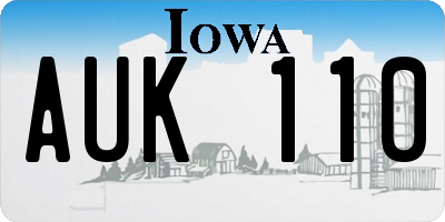 IA license plate AUK110