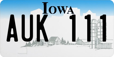IA license plate AUK111