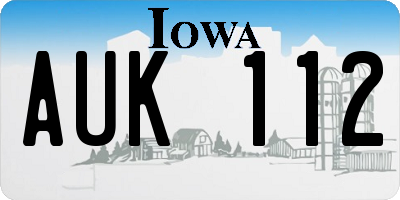 IA license plate AUK112