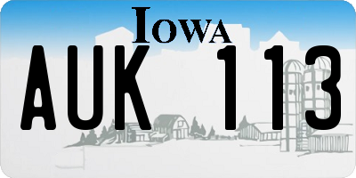 IA license plate AUK113