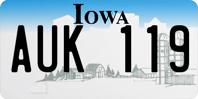 IA license plate AUK119