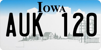 IA license plate AUK120