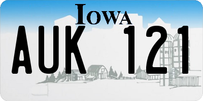 IA license plate AUK121