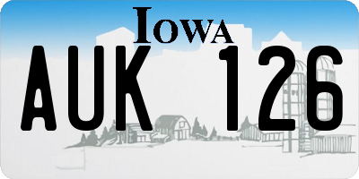 IA license plate AUK126