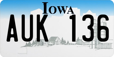 IA license plate AUK136