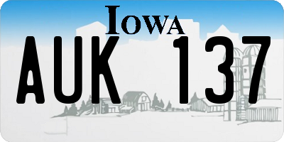 IA license plate AUK137