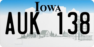 IA license plate AUK138