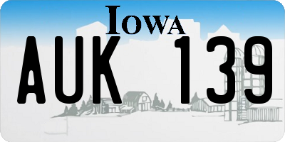 IA license plate AUK139