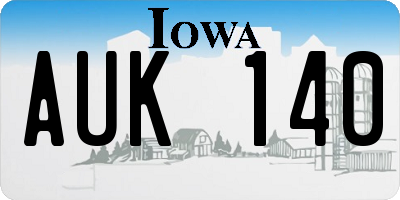 IA license plate AUK140