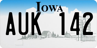 IA license plate AUK142