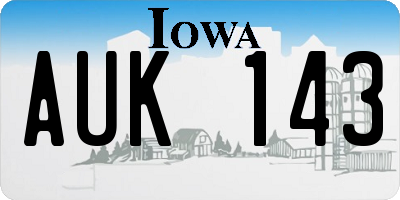 IA license plate AUK143