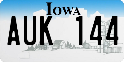 IA license plate AUK144