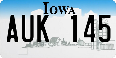 IA license plate AUK145