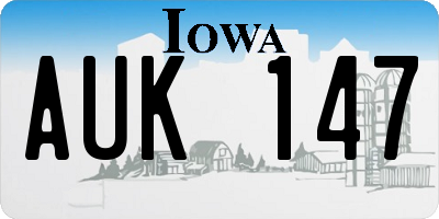 IA license plate AUK147