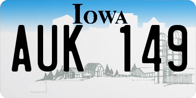IA license plate AUK149