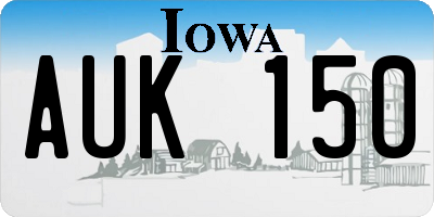 IA license plate AUK150