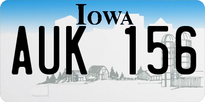 IA license plate AUK156