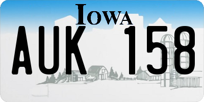 IA license plate AUK158