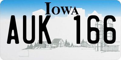 IA license plate AUK166