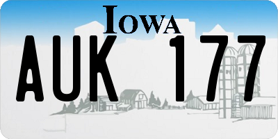 IA license plate AUK177