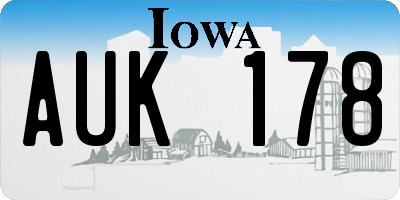IA license plate AUK178