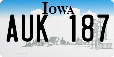 IA license plate AUK187