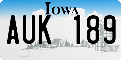 IA license plate AUK189