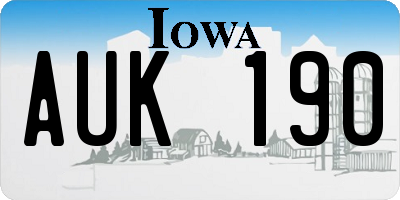 IA license plate AUK190