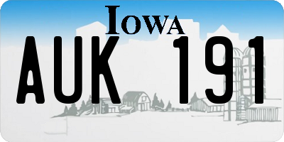 IA license plate AUK191